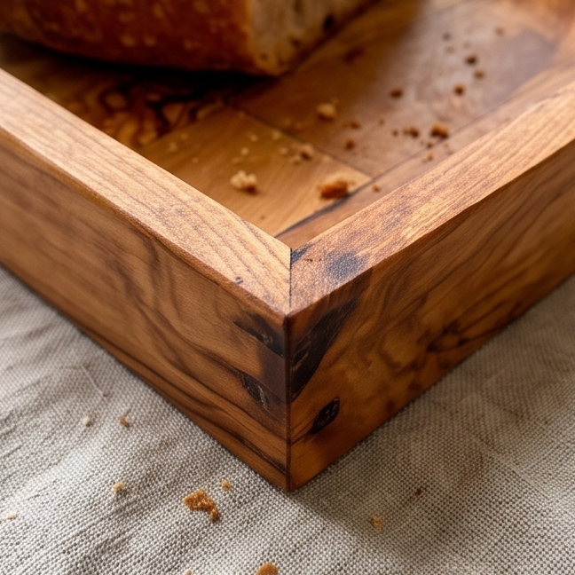 Handcrafted Olive Wood Bread Cutting Board with Crumb Catcher | 32x20 cm