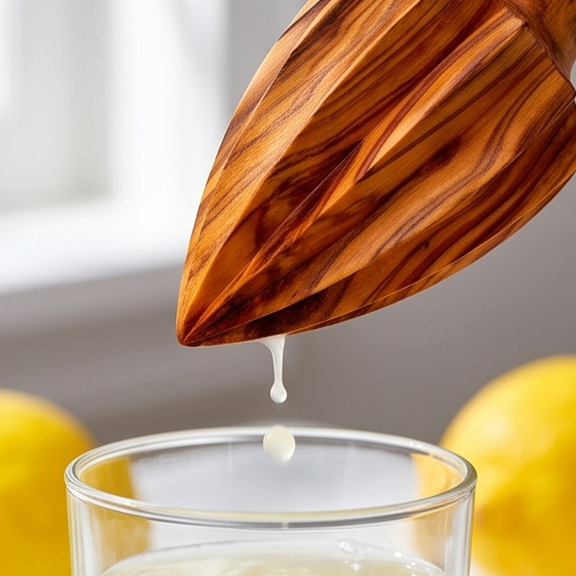 Handcrafted Olive Wood Lemon Squeezer & Citrus Reamer | Wooden Juicer