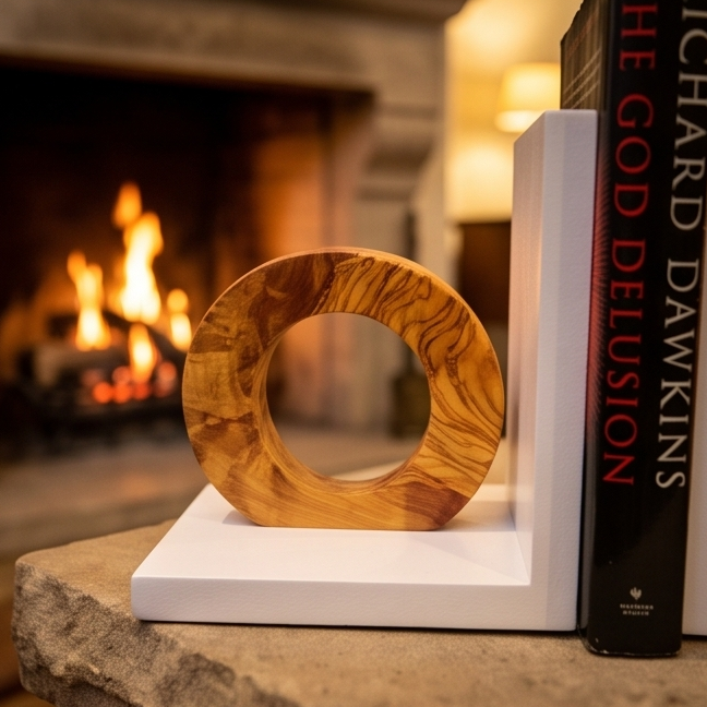 Olive Wood Handcrafted XO Bookends Wooden Bookshelf Organiser