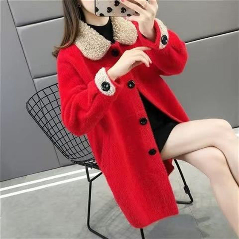 New Single-breasted Mid-length Knitted Coat Loose