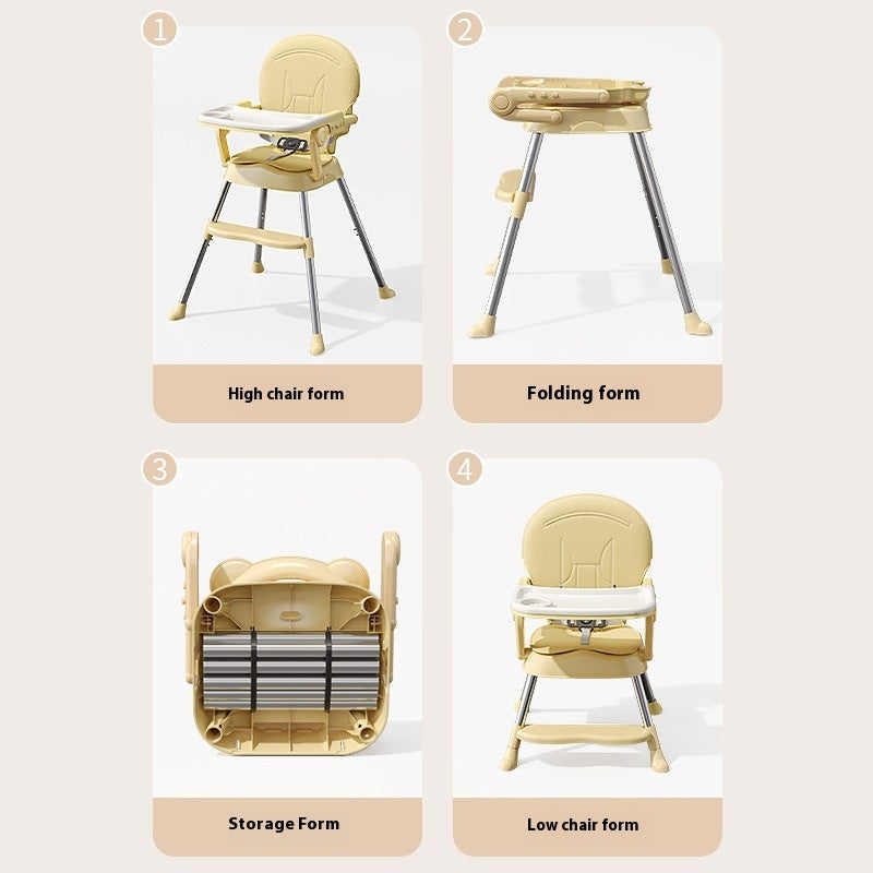 Abaddou Foldable Baby High Chair - Adjustable Metal Frame 105cm