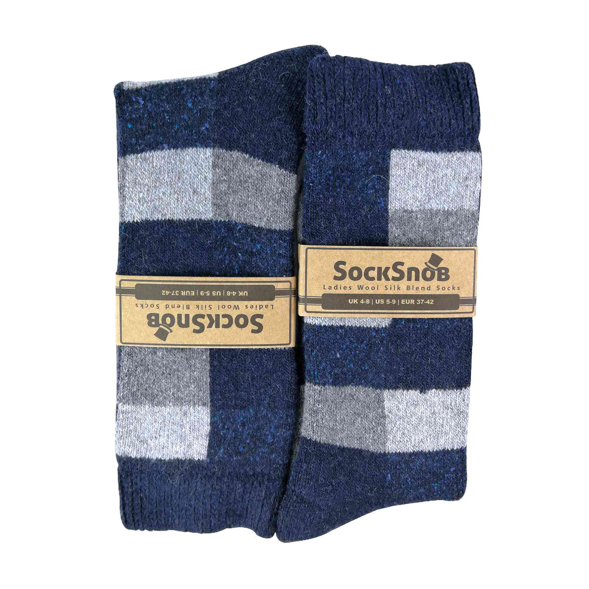 Sock Snob Ladies Merino Wool Silk Blend Checked Socks