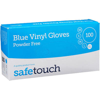 Blue Vinyl Gloves Medium Powder Free - 100 PACK