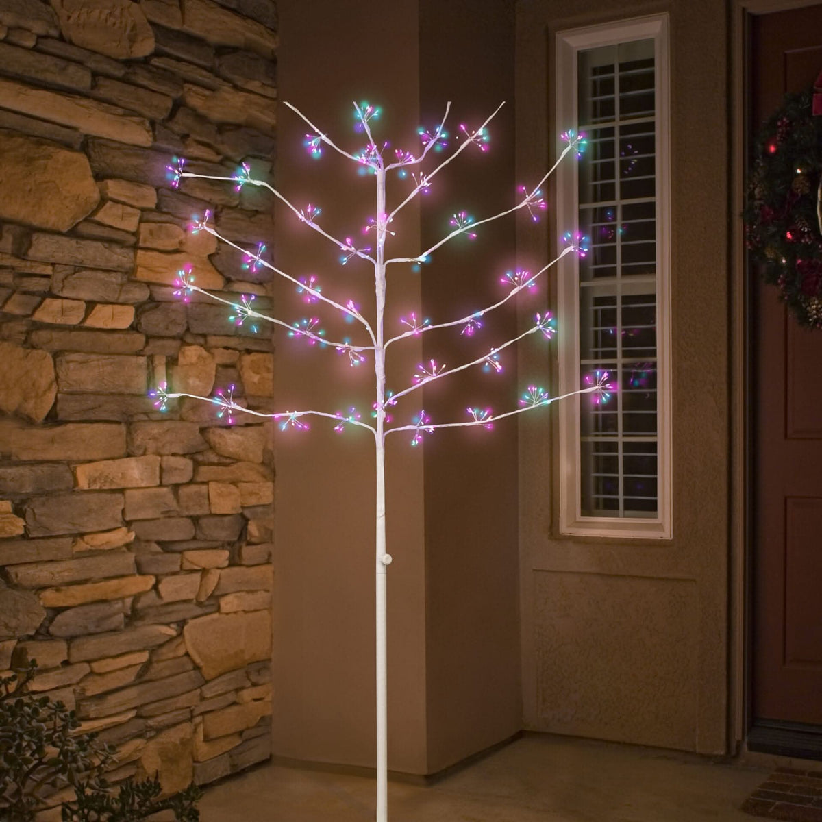 180cm White Christmas Twig Tree with 480 Multicoloured LEDs