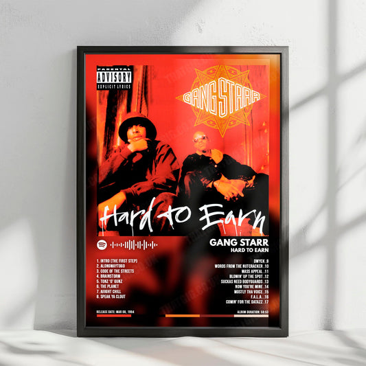 Gang Starr "Hard to Earn" Album Cover Poster - with Complete Tracklist