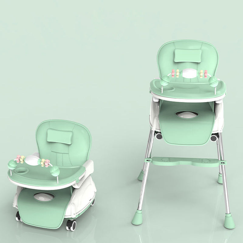 Foldable Baby High Chair - Portable Adjustable Metal Frame Feeding Seat