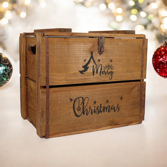42CM WOODEN BOX MERRY CHRISTMAS