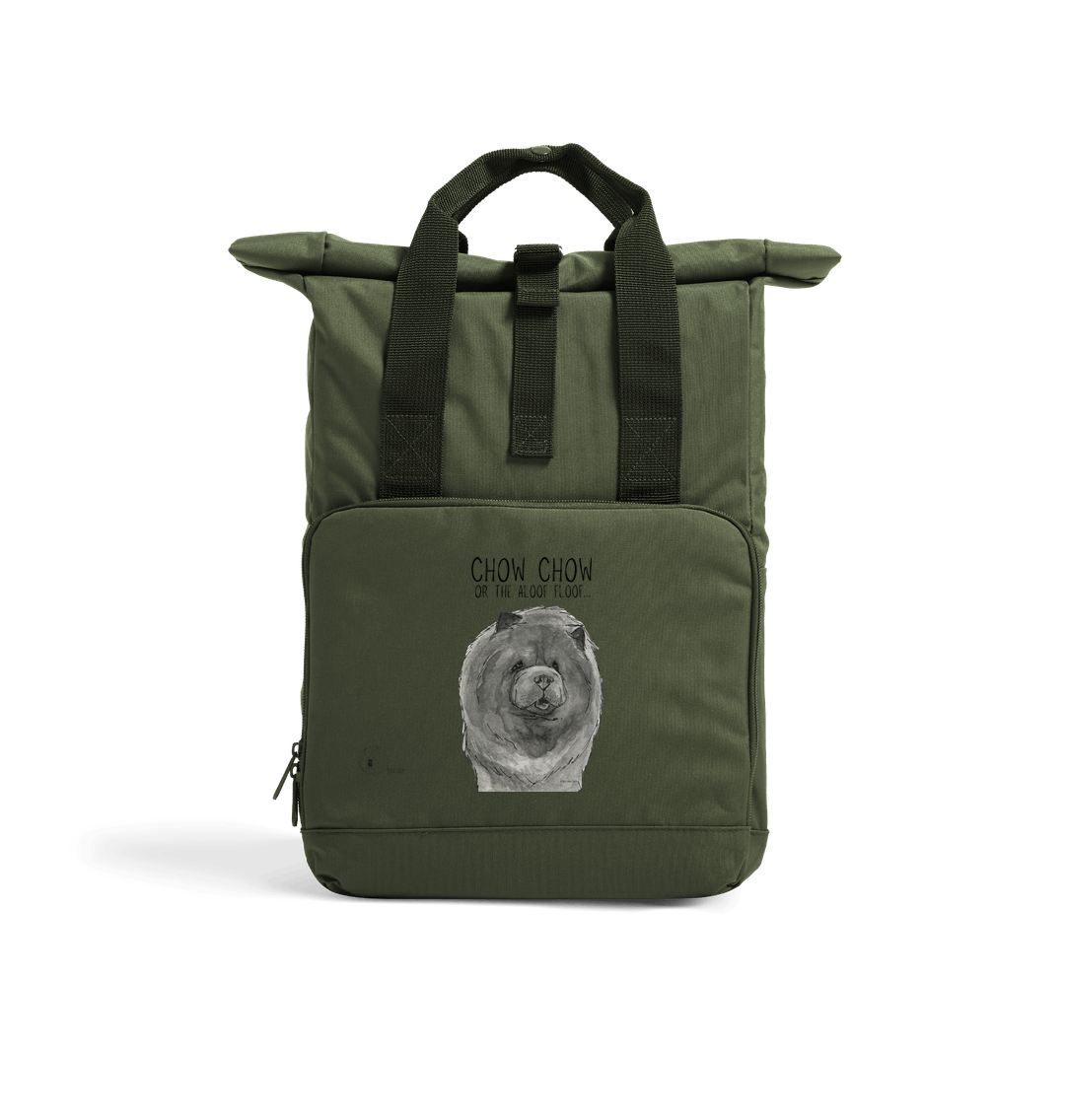 Blue Chow Chow Chic: Aloof Floof Roll-Top Backpack