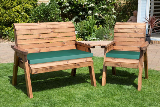 Charles Taylor Trading Three Seat Companion Set Angled With Green Cushion Brown