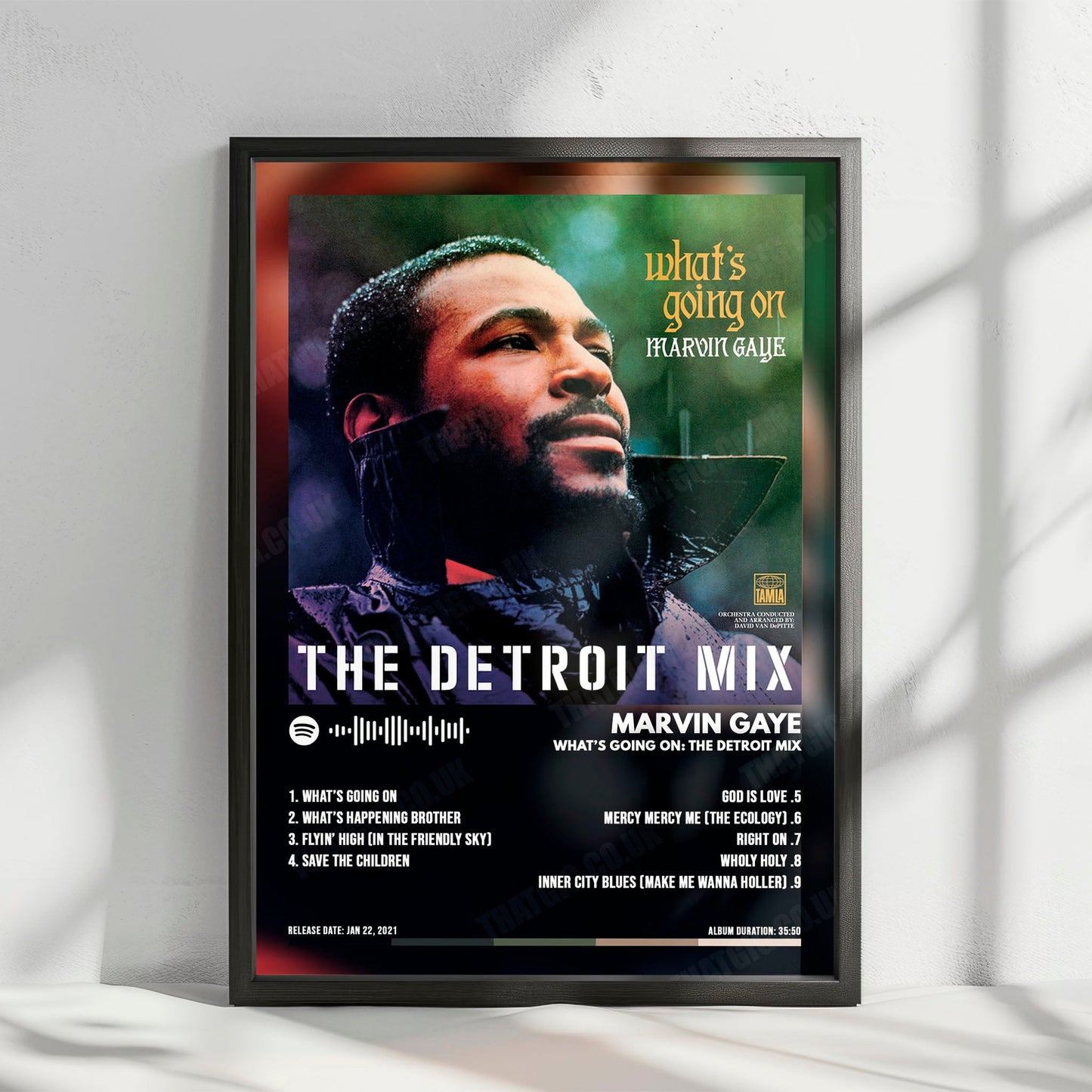 Marvin Gaye "What's Going On  " Album Cover Poster - with Complete Tracklist