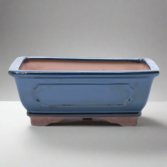 18cm Glazed Bonsai Pot | Rectangle | 18cm x 15cm x 6cm | Blue