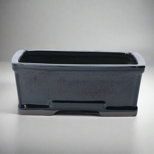 18cm Glazed Bonsai Pot | Rectangle | 18cm x 14cm x 6cm | Black