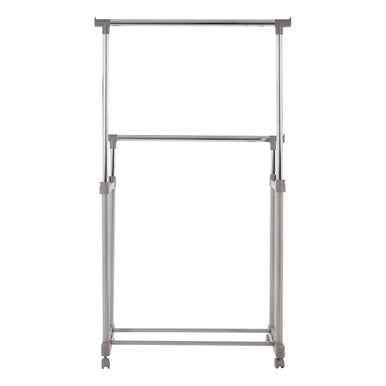 Ralesi Grey And Chrome Finish Double Clothes Hanging Rail With Wheels