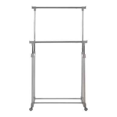 Ralesi Grey And Chrome Finish Double Clothes Hanging Rail With Wheels