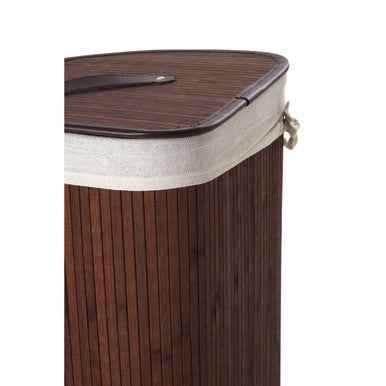 Kankyo Dark Brown Bamboo Corner Laundry Hamper