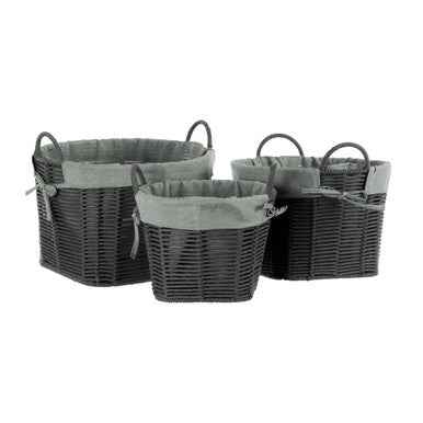Set Of Three Lida Grey Round Storage Baskets