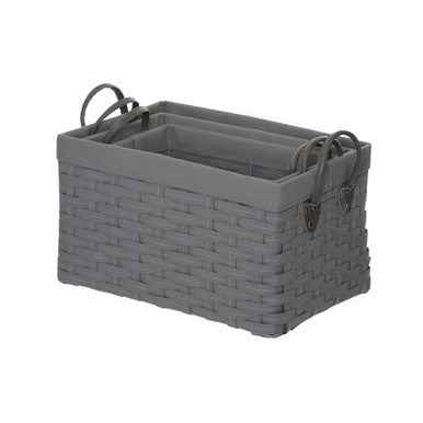 Lida Set Of 3 Lattice Grey Rectangular Storage Baskets