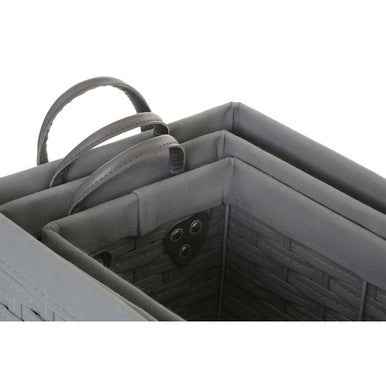 Lida Set Of 3 Lattice Grey Rectangular Storage Baskets