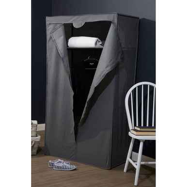 Dara Grey Fabric Wardrobe With Shelf