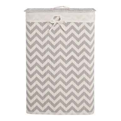 Kankyo White And Grey Chevron Laundry Hamper