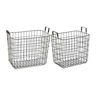 Set Of 2 Rowan Black Wire Storage Baskets