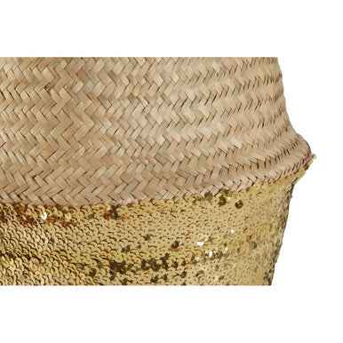 Gold Sequin Large Seagrass Basket
