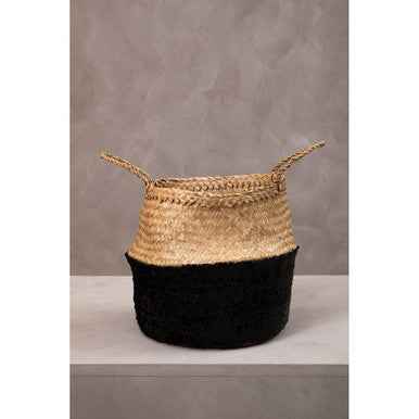 Black And Natural Small Seagrass Basket