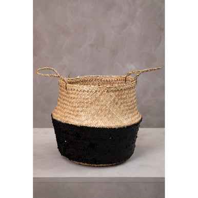 Black And Natural Medium Seagrass Basket