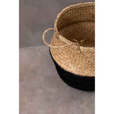 Black And Natural Medium Seagrass Basket