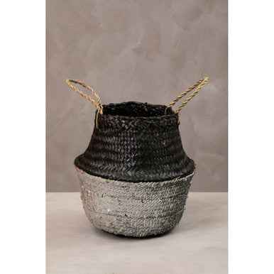Black And Silver Small Seagrass Basket