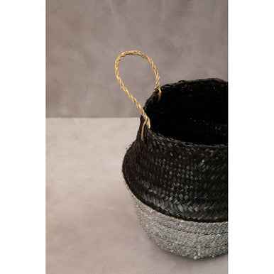 Black And Silver Small Seagrass Basket
