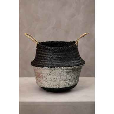 Black And Silver Medium Seagrass Basket