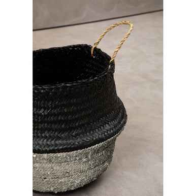 Black And Silver Medium Seagrass Basket