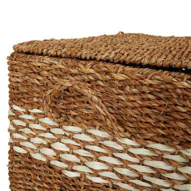 Lidi Set Of Three Rectangular Seagrass Baskets With Lids