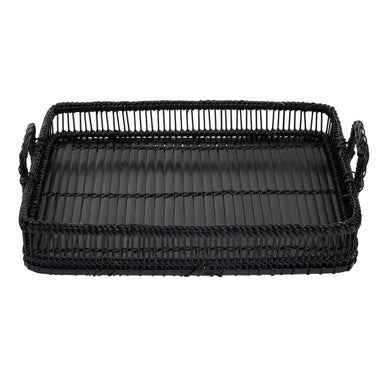 Rustic Rattan And Bamboo Black Rectangul