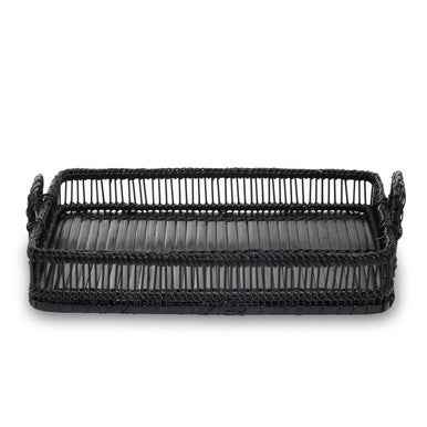 Rustic Rattan And Bamboo Black Rectangul