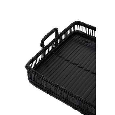 Rustic Rattan And Bamboo Black Rectangul