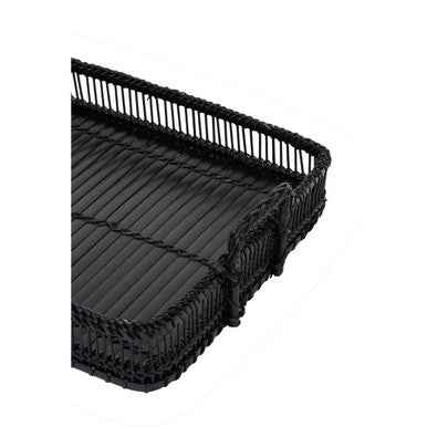 Rustic Rattan And Bamboo Black Rectangul