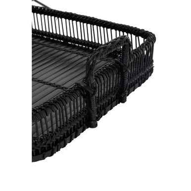 Rustic Rattan And Bamboo Black Rectangul