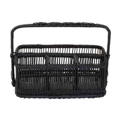 Rustc Black Rattan And Bamboo Caddy Bask