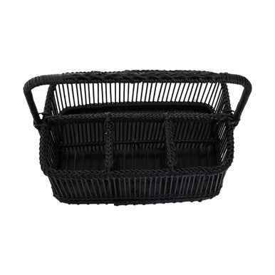 Rustc Black Rattan And Bamboo Caddy Bask
