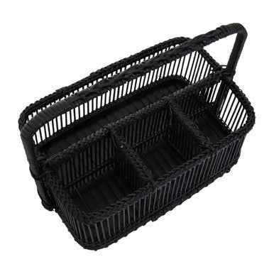Rustc Black Rattan And Bamboo Caddy Bask