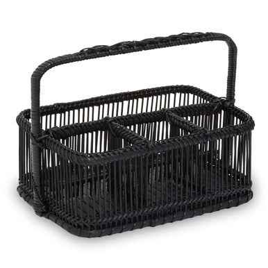Rustc Black Rattan And Bamboo Caddy Bask