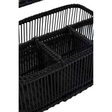 Rustc Black Rattan And Bamboo Caddy Bask