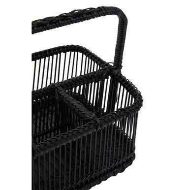 Rustc Black Rattan And Bamboo Caddy Bask