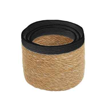 Lidi Set Of Three Natural And Black Baskets