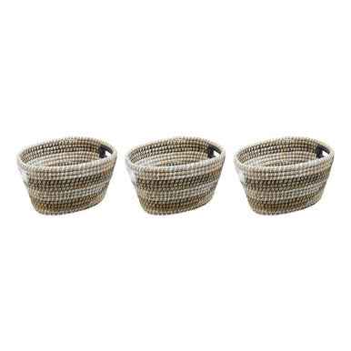 Lidi Set Of Three Oval Straw Baskets
