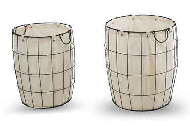 Harga Set Of Two Matte Black Laundry Baskets