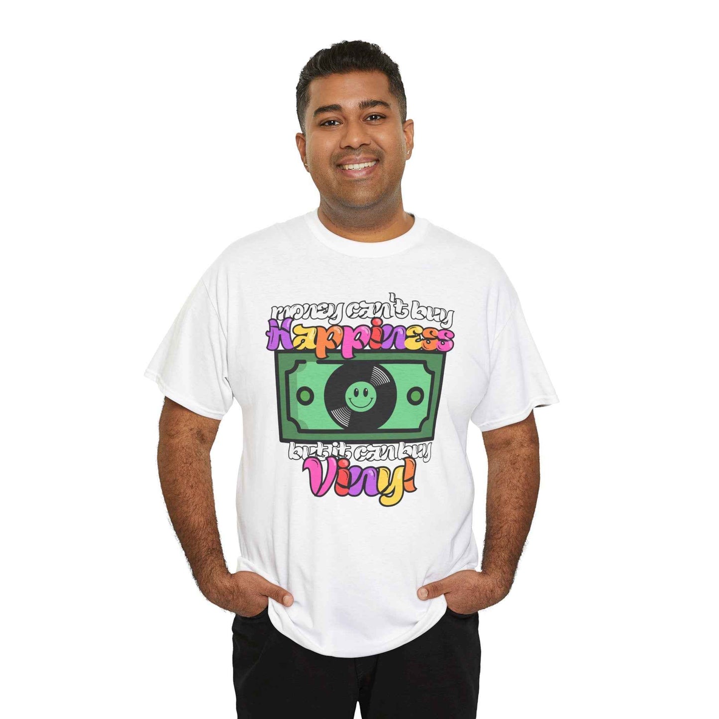 'Money can't buy happiness' Men's Vinyl T-Shirt