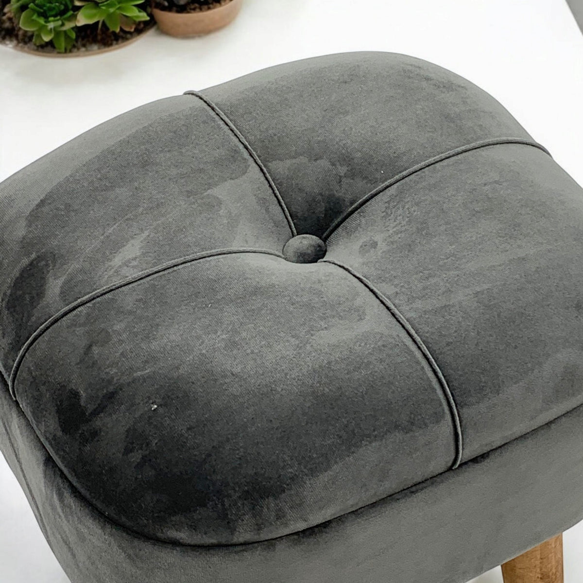 GREY WOODEN STOOL